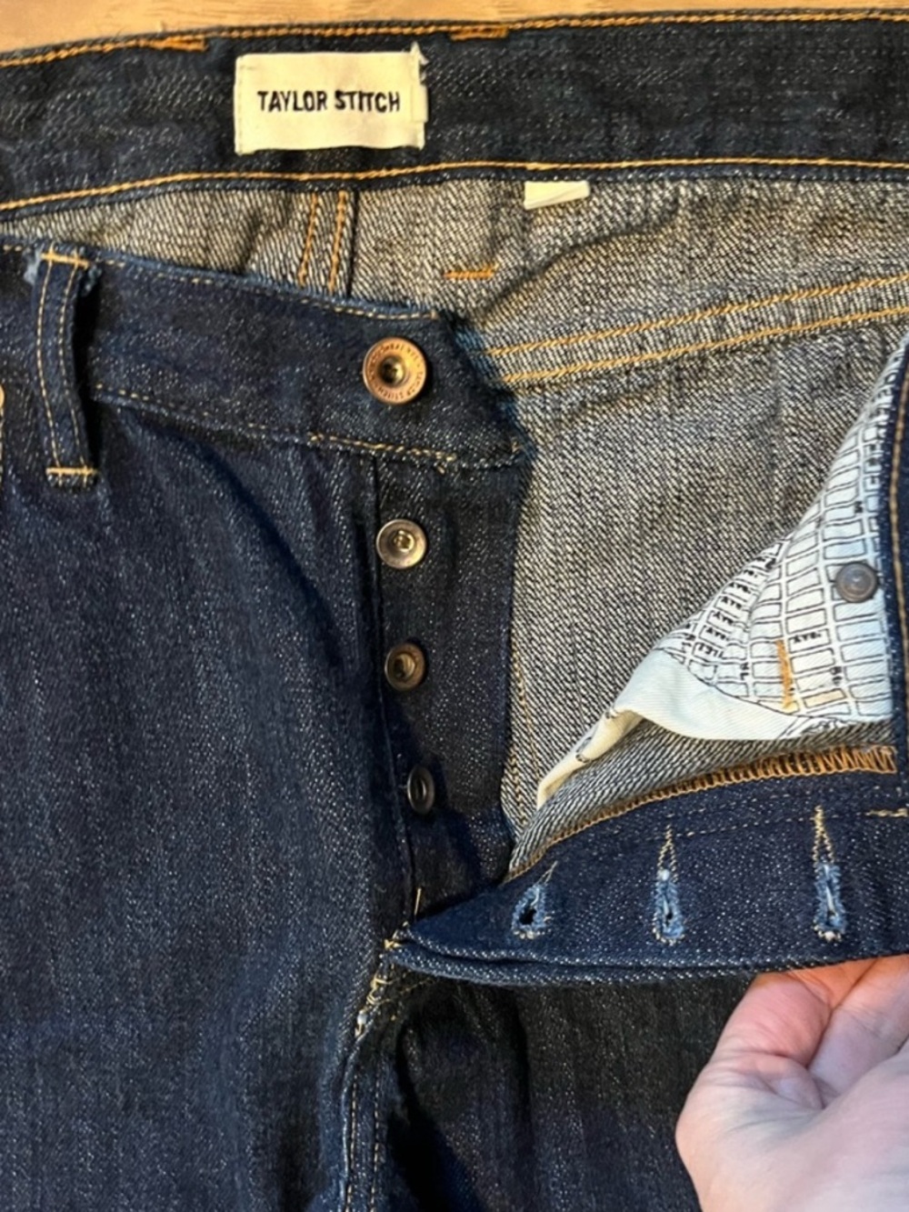 Taylor Stitch Indigo Slim Jeans with Contrast Stitching - Picture 4 of 8